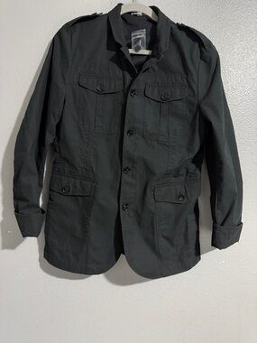 Express Men's Military-Style Black Jacket - Classic Field Coat